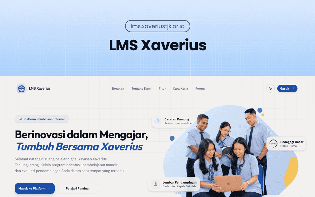 Xaverius Teacher LMS interface preview